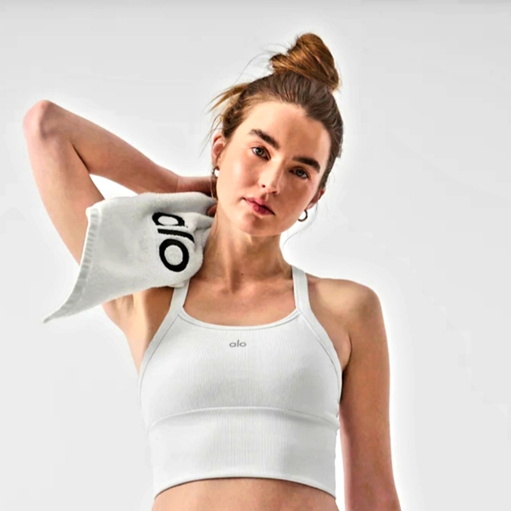 NWT Alo Yoga Seamless Ribbed Favorite Bra Tank White Small